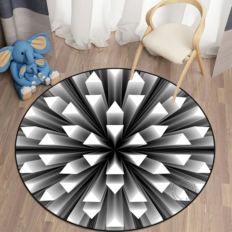 Загадочный круглый ковер коврики для гостиной с 3D принтом растений ведра