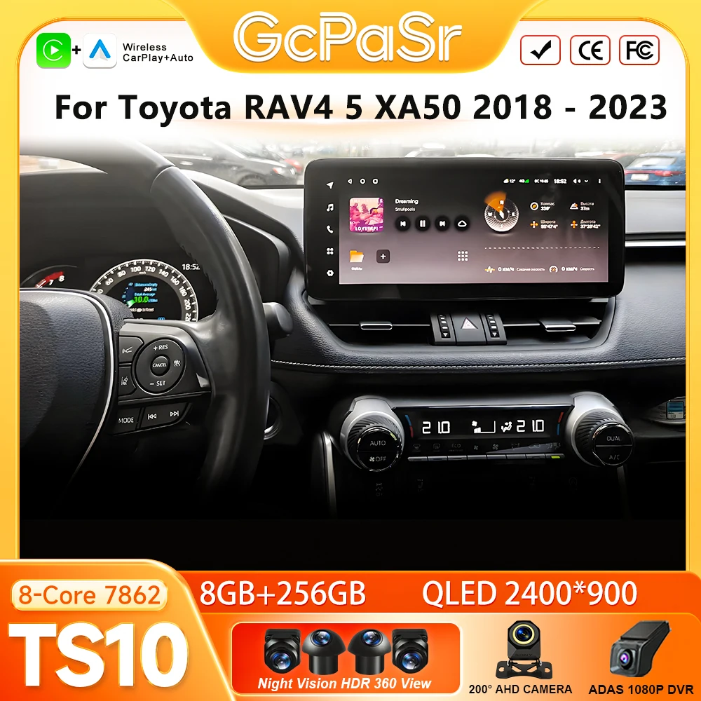Фото Автомагнитола с CarPlay для Toyota RAV4 5 XA50 2018-2023, мультимедийный плеер, Android Auto, GPS-навигация, 5G Wi-Fi, DVD-плеер №2