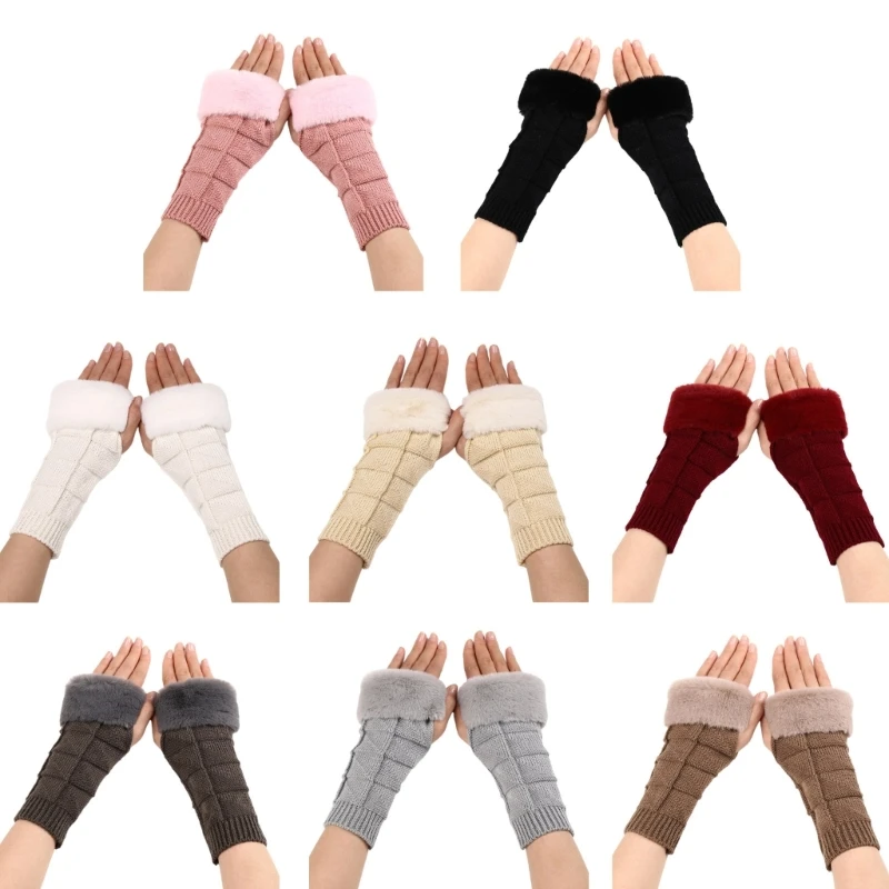 

Женские вязаные длинные перчатки без пальцев, зимние теплые перчатки для пальцев