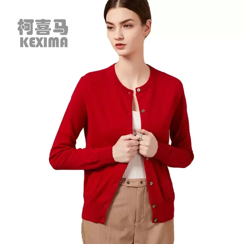 

Новое поступление, Женский кашемировый кардиган yidong из Внутренней Монголии, женский свитер, кардиган из чистого кашемира, куртка, красный с...