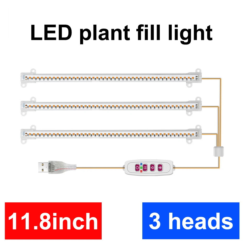 

LED Growth Light Strips ABS Phytolamp Adjustable Full Spectrum High Luminous for Office Indoor Greenhouse Three Heads Pink