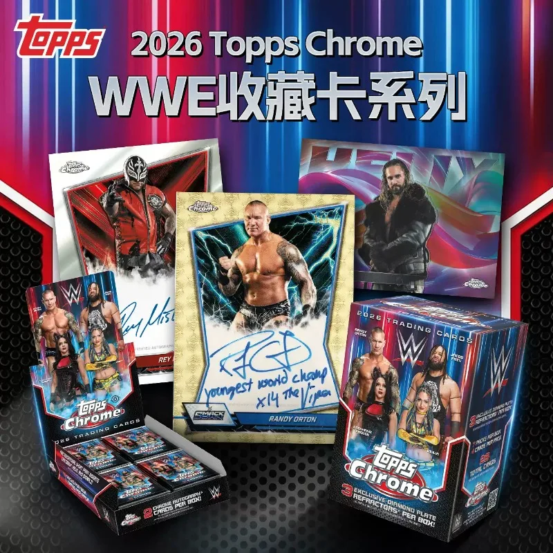 Фото Оригинальный коллекционный набор Topps Chrome WWE 2026: Запечатанная коробка для хобби-коллекционеров, официальные карточки для обмена, автографы, рефракторы, параллели, премиум-качество №1