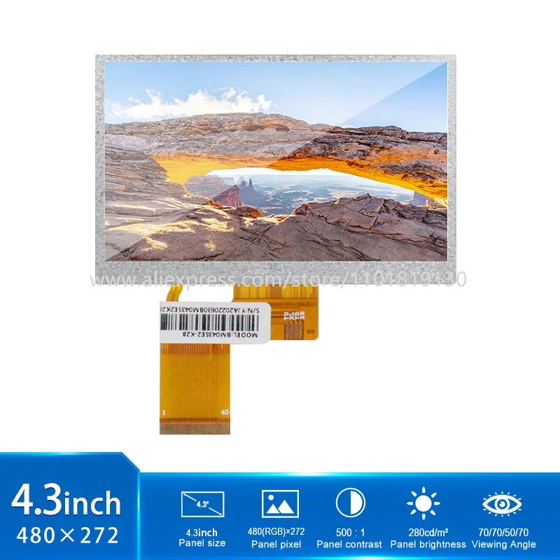 

4.3 Inch 40 Pins RGB LCD Display Screen 480*272 Brightness 500 Full Viewing Angle Industrial LCD Screen