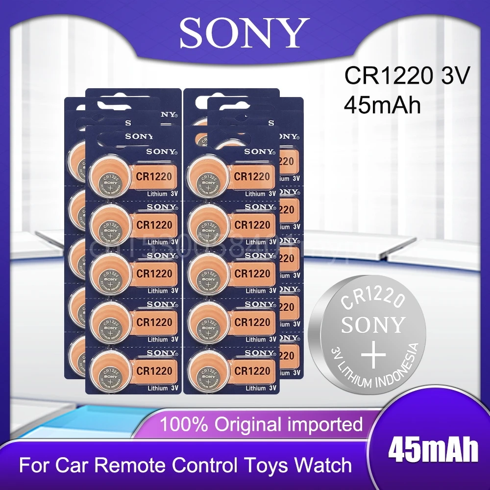 

SONY Original CR1220 1220 Button Cell Batteries CR 1220 3V Lithium Coin Battery BR1220 DL1220 ECR1220 LM1220 Car Remote Control