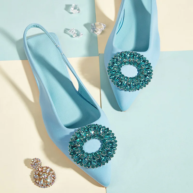 

Сандалии женские со стразами, босоножки с острым носком, Повседневная модная обувь на плоской подошве, лето 2022