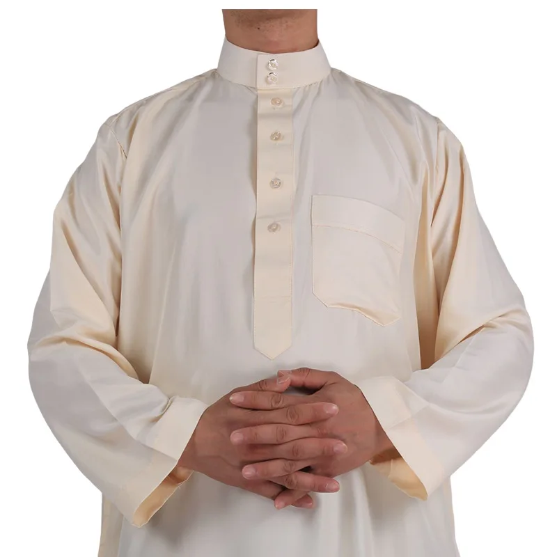 New Arab Robe Muslim Men Jubba Thobe Traditional Middle East Kaftans Saudi Turkey Islam Classic Casual Plain Ramadan Robe