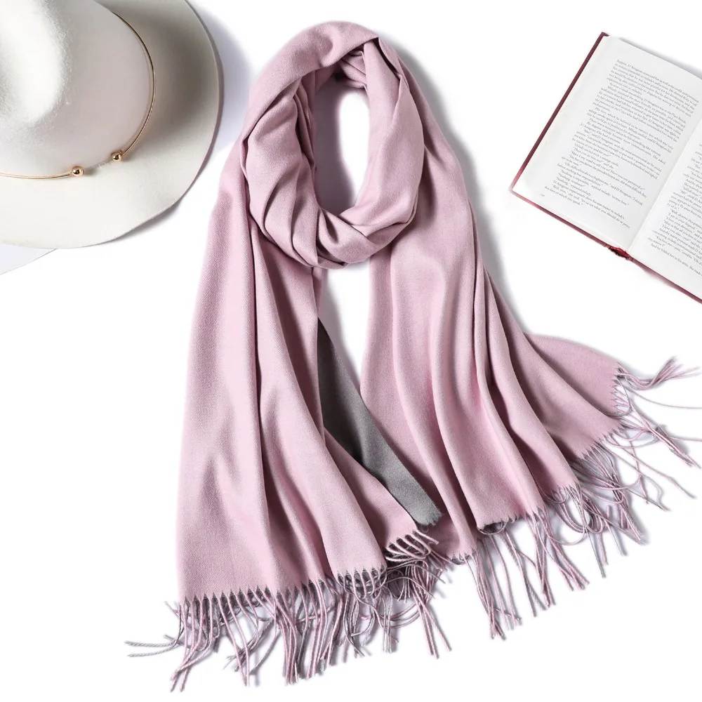 

2022 Brand Winter Scarf For Women Fashion Double Side Colors Lady Cashmere Scarves Pashmina Shawls And Wraps Warm Bandana Hijabs
