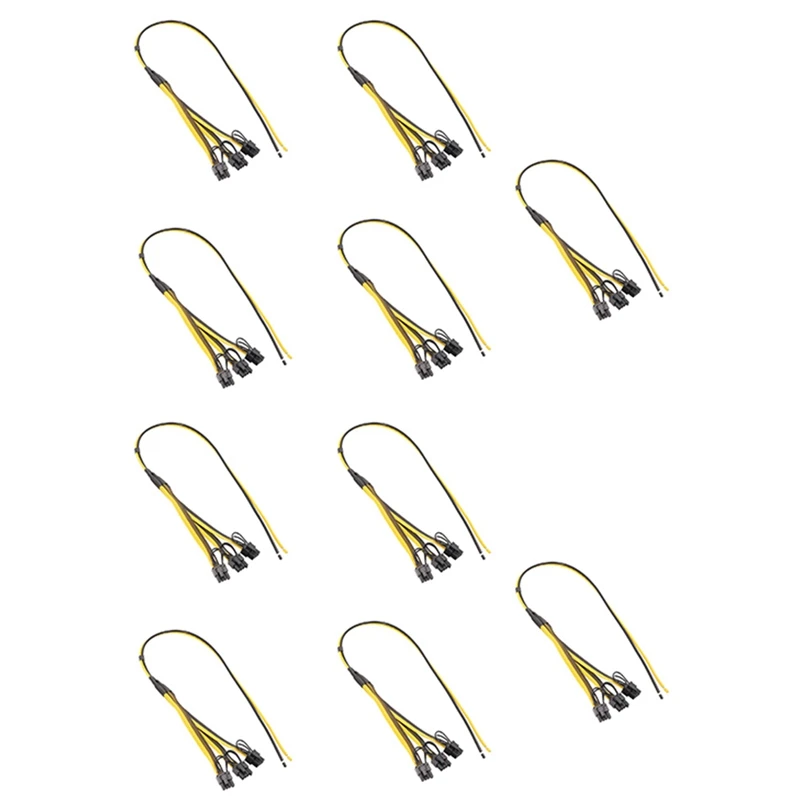 

10Pcs Power Supply Cable 1 To 3 6P+2P Miner Adapter Cable 8Pin GPU Video Card Wire 12AWG+18AWG Cables For BTC Mining