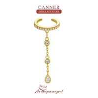 canner 1pc fashion tassel pendientes plata 925 earring for women ear clip diamond no piercing wedding party 18k gold