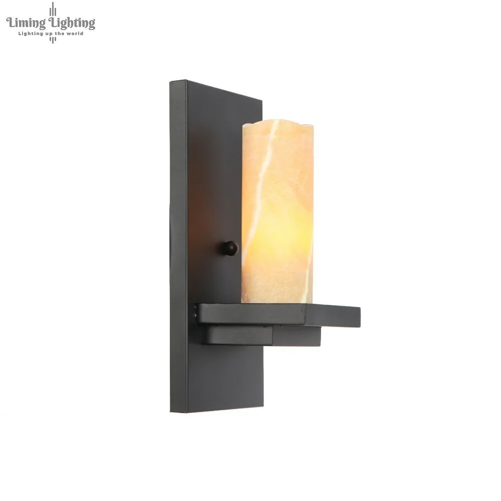 Retro Loft Style Iron Sconce Vintage Marble Wall Light For Home Antique Industrial LED Wall Lamp Indoor Lighting Luz De Pared