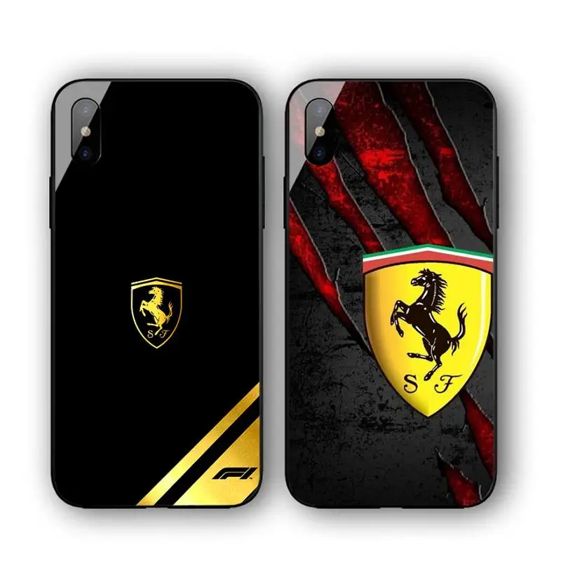 

Luxury Sports Car Ferrari Phone Case For Iphone 11 12 13 14 Pro Max 7 8 Plus X Xr Xs Max Se 2020 Samsung S20 Tempered Glass Cove