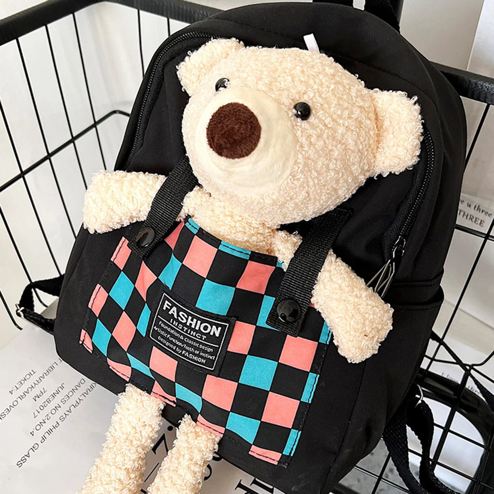 

2022 Cartoon Bear Canvas School Bags For Gilr Cute Kids Kindergarten SchoolBags Children Backpacks Girls Boy Book Bags Back Pack