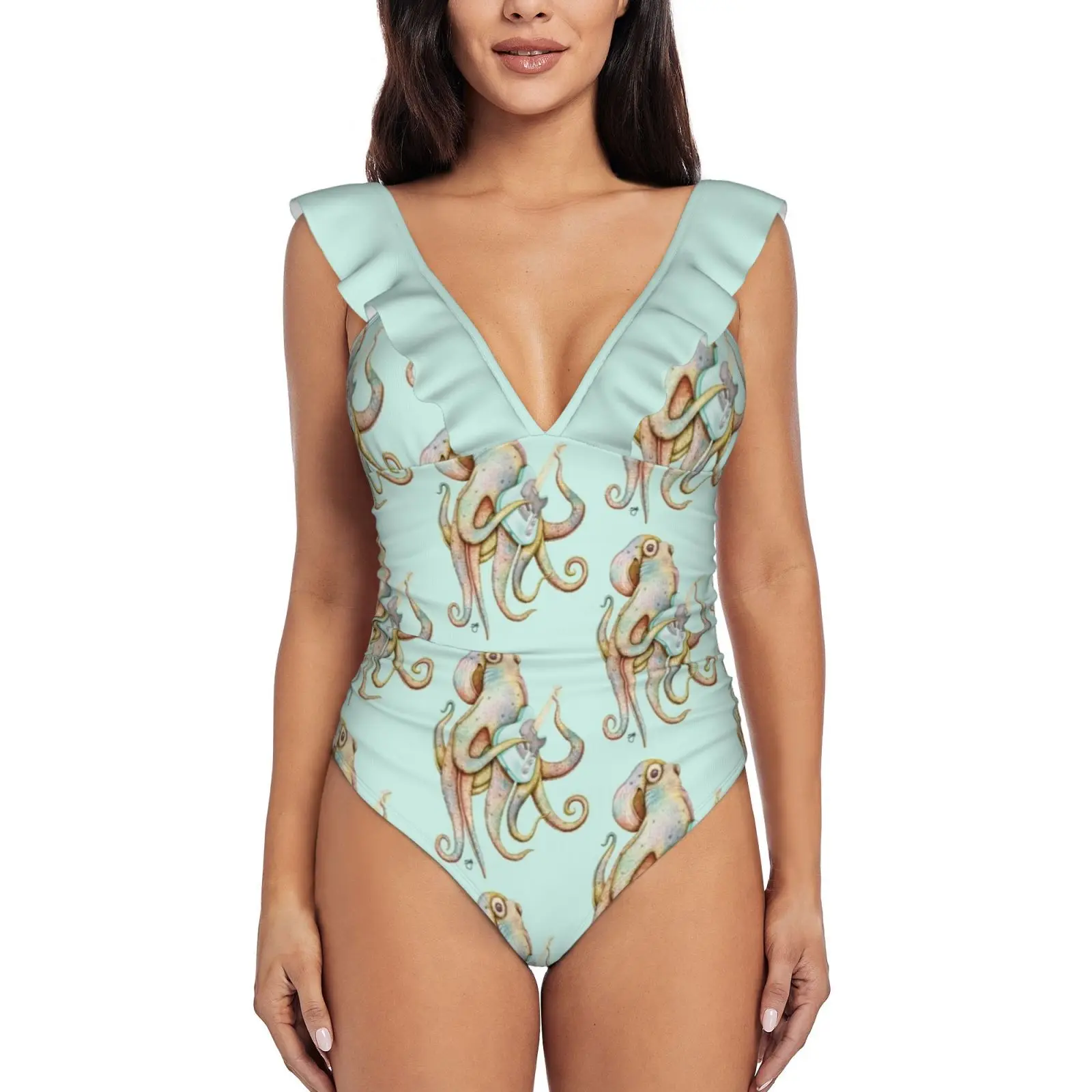 

Polah-топор, осьминог (On Aqua), Цельный купальник, высококачественный купальник с принтом, монокини с эффектом пуш-ап, летняя одежда для купания