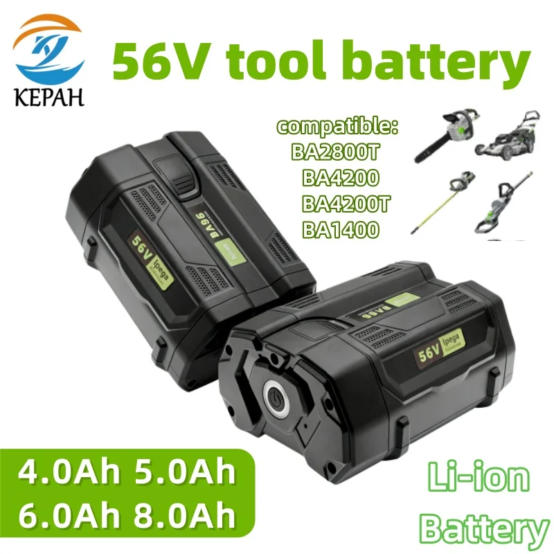 Фото Сменный аккумулятор для EGO BA2800 56 В 4,0-8,0 Ач, совместимый для EGO BA2800T BA4200 BA4200T BA1400 BA1400T BA5600T BA2240 BA1120 №1