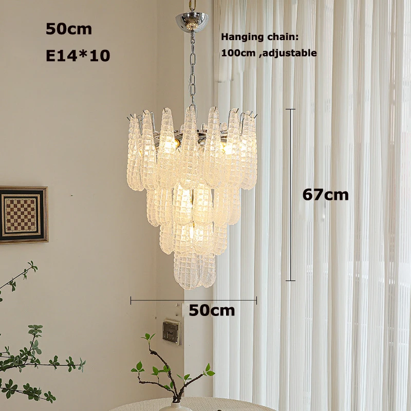 Французская серия E14 Светодиодный домашняя декорация, цветные стеклянные подвесные лампы в виде листьев, подвесной светильник для гостиной