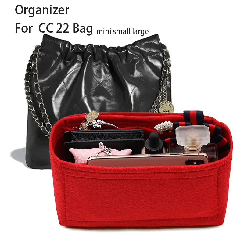 

Purse Insert Organizer for CC 22 Bag Mini Small Large,Felt Organiser Inner Bag Liner Lining Shaper with Phone Pad Pocket