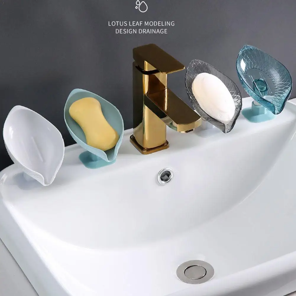 

Leaf-Shaped Soap Box Suction Cup Soap Dish Bathroom Holder Tray Rack Storage Soap Drain Suction Sponge Cup Kitchen Sink Sho B1M5