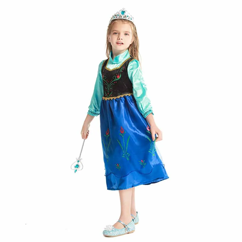 Платье Анны и Эльзы для девочек изящный костюм принцессы летние платья с высоким