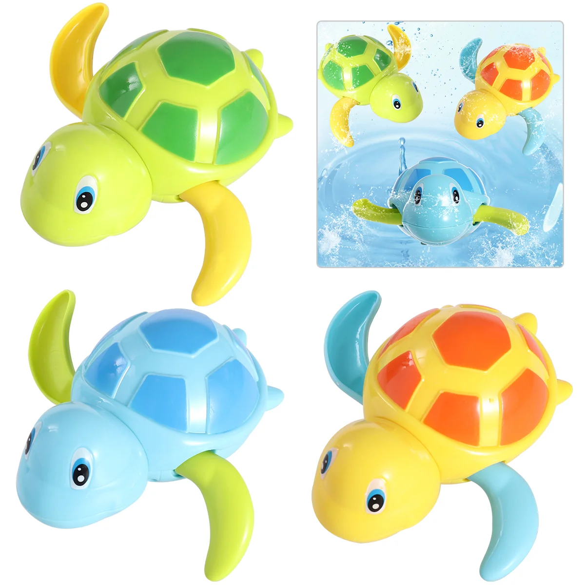 

3Pcs Bath Toys Wind Turtle Toys Floating Water Bathtub toysPlastic Swinmming Turtle Playing Water Toys for Toddlers Infant