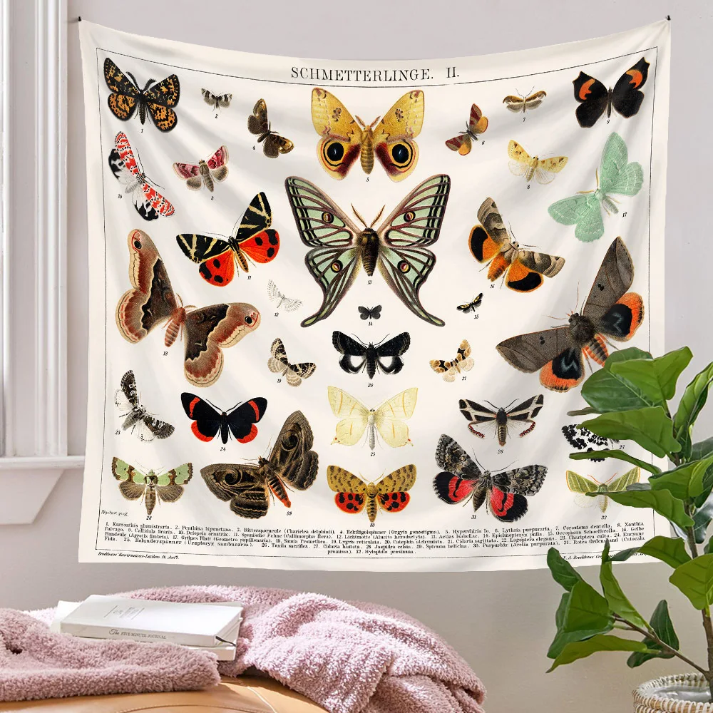 

Butterfly Tapestry Wall Hanging Trippy Moth Room Decor Boho Home Bedroom Aesthetic Art Decoration Tapiz Pared Cloth Wandteppich