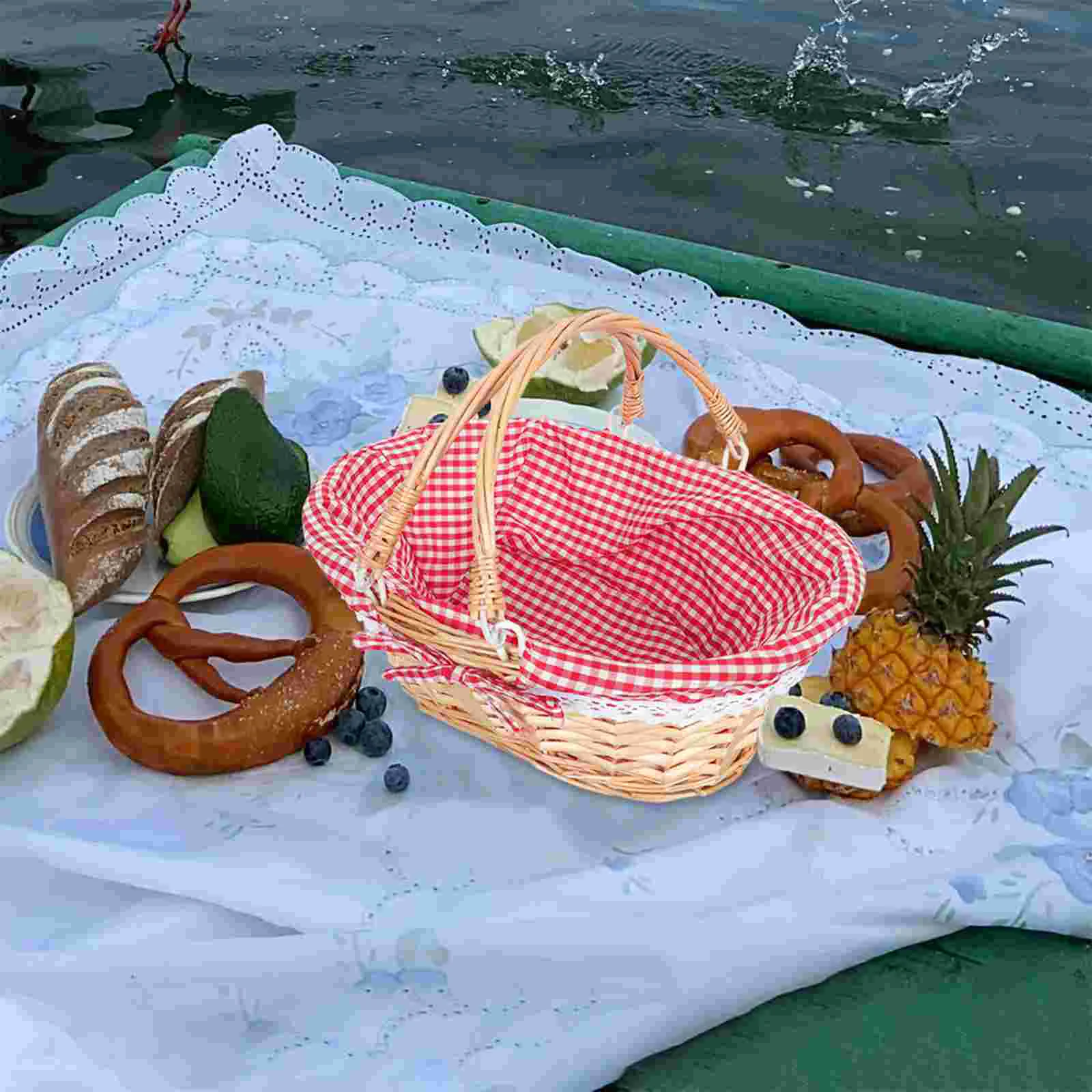 Корзина из ротанга с фруктами корзины для хранения сервировочная льняная