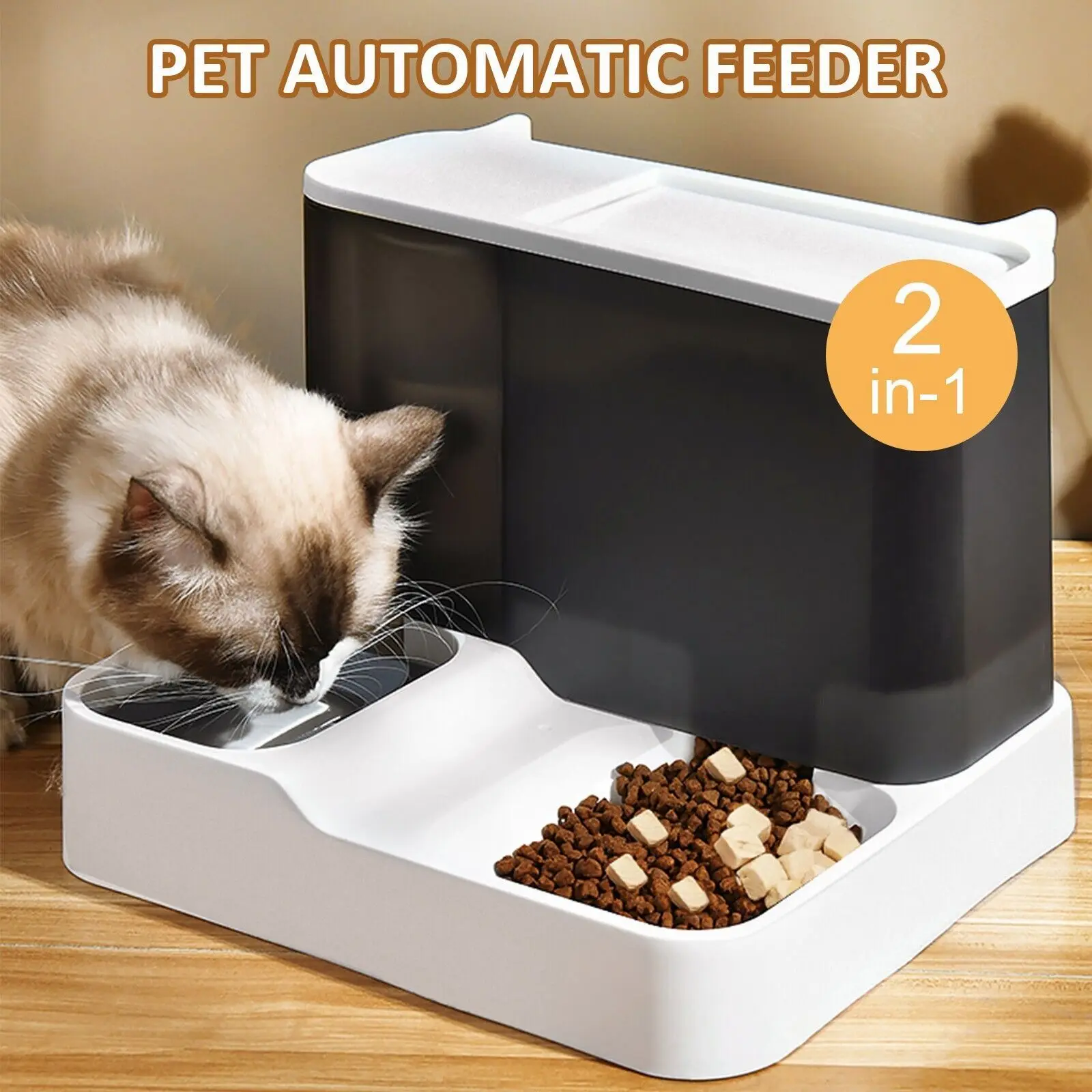 

2 In1 Pet Feeder Food Water Dispenser Bowl Automatic Dog Cat Bottle Pet Self Feeding Supplies Large Capacity Dry Wet Separation
