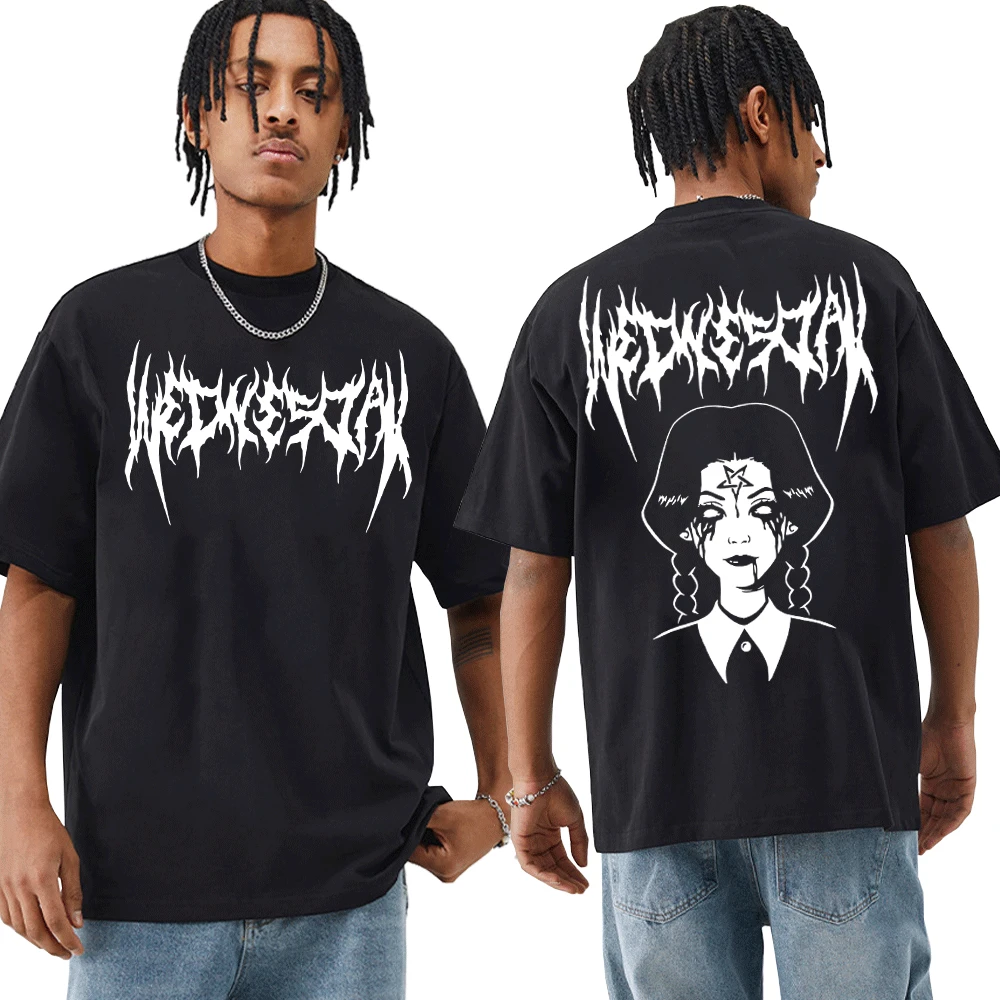

Wednesday Addams T Shirt Nevermore Academy Graphic Short Sleeve Men's Women Vintage Gothic T-shirt Streetwear Oversized Tees