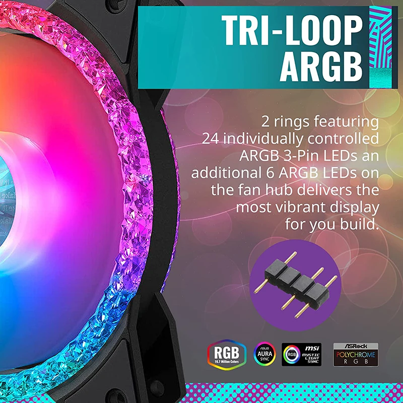 

MF120 компьютерный чехол вентилятор 3-Pin RGB Кольцо Красочная светодиодная подсветка 12V PWM вентиляторы статического давления 120x120x25 мм
