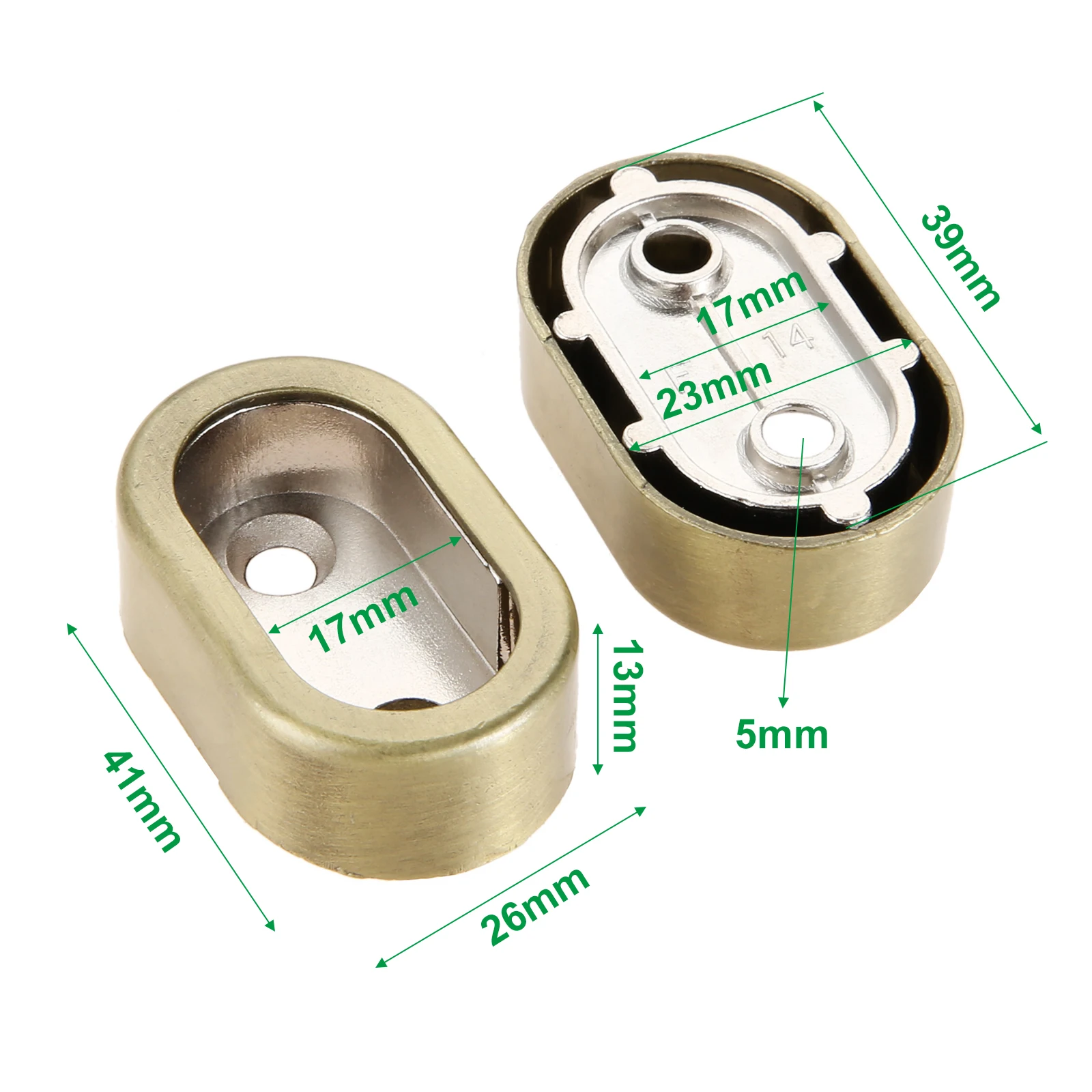 2 PCS Rod Support 15-16mm Dia Oval Rod Socket Closet Pole Sockets Flange Set with Screws Rod End Support Bracket Bronze