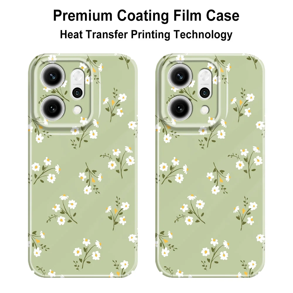 Фото Чехол для телефона с красивыми цветами для OPPO Reno 14 14F 13 13F 12 12F 11 11F 10 8 8Z 8T 7 7Z Pro 4G 5G, жесткий чехол с пленкой. №5