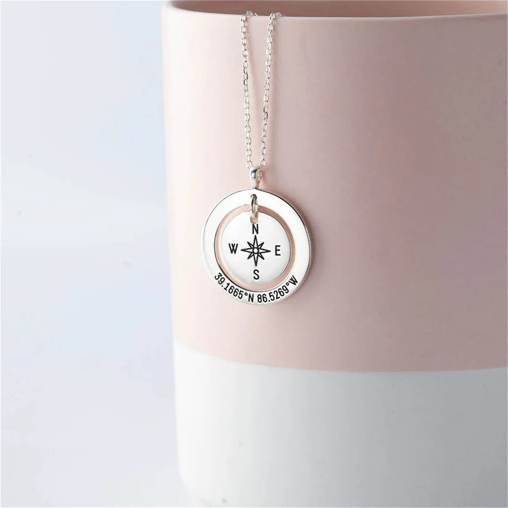 Personality Compass Women's Necklace Custom Circular Pendant Necklace Stainless Steel Women's Custom Necklace Gift Wholesale