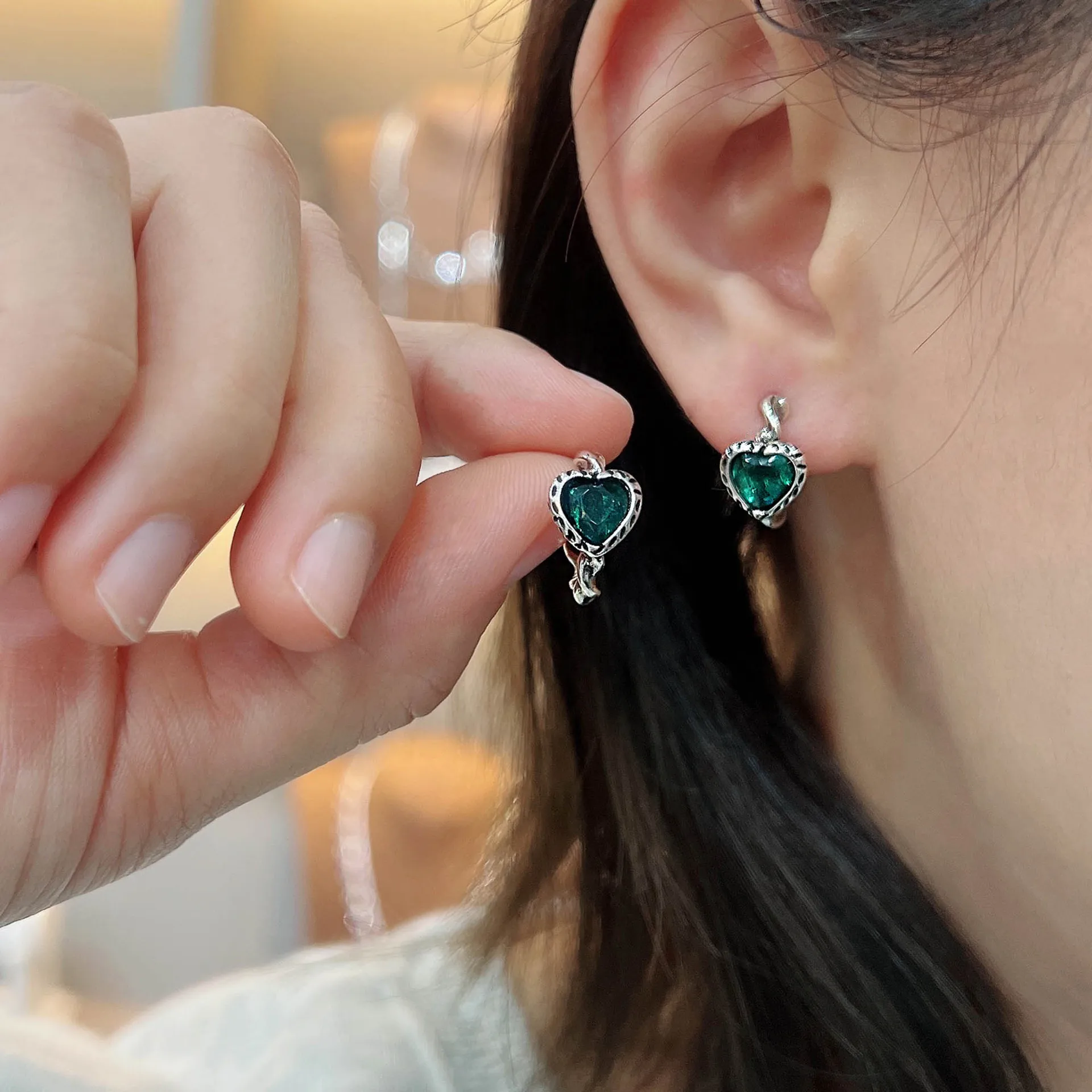 

Solid Real 925 Sterling Silver Emerald Jewelry Stud Earring Women Aros Mujer Oreja Jewellry Origin Emerald Gemstone Orecchini