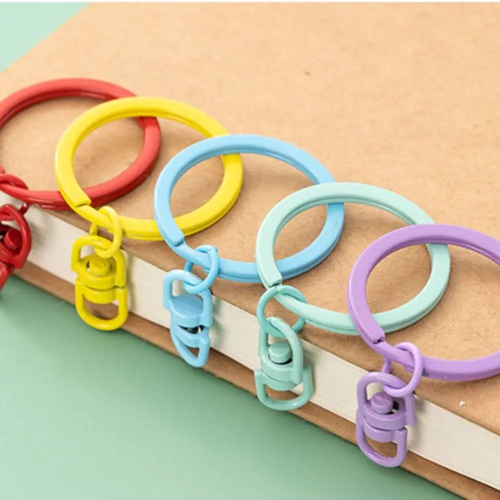 

Simple Pure Color Diy Jewelry Handmade Keyring Accessory Metal Plated Keychain Rotating Key Buckle Keychain Connector