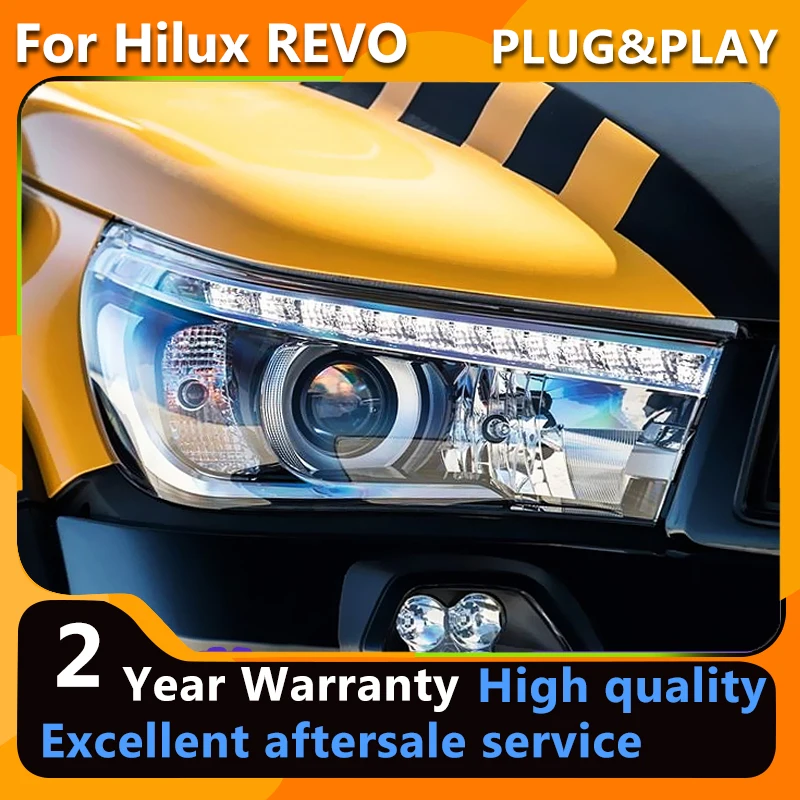 

Светодиодный ные фары для Toyota Hilux Revo, фасветильник головного света 2015-2020 светодиодный дневные ходовые огни, динамический сигнал поворота, би...