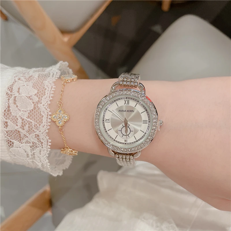 Роскошные модные женские кварцевые часы в комплекте наручные с ремешком из