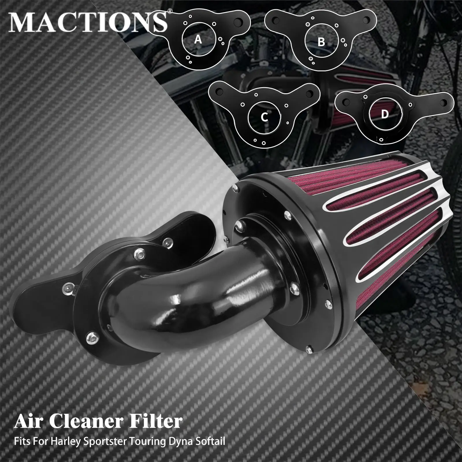 

Motorcycle Sucker Air Cleaner Filter Red Element Filters For Harley Touring Road Street Gilde Sportster XL883 Dyna Softail FXDLS