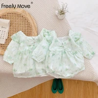 freely move baby girls clothes autumn dresses for princess girls pleated party girls dresses children clothing print kids dress