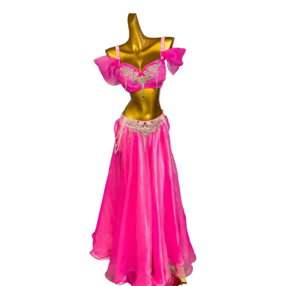 Фото Профессиональное платье для танца живота yesBelly Dance: Элитный комплект с бюстгальтером-розой и разрезом, для взрослых женщин, стандартная сценическая профессиональная одежда №2
