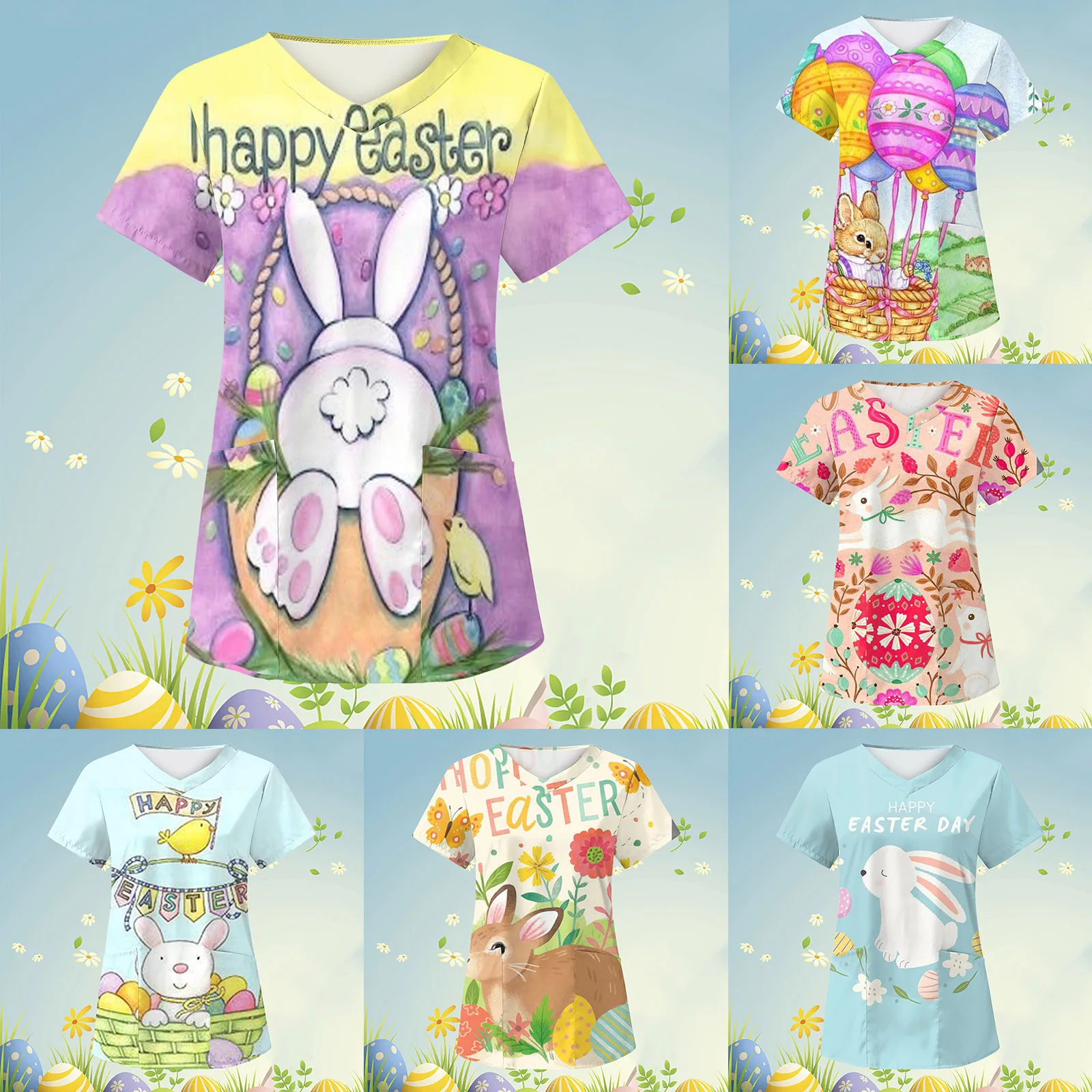

Женская Футболка Happy Easter, блузка с рисунком кролика, женские футболки, повседневная спортивная одежда для женщин, рубашки для девочек с длин...