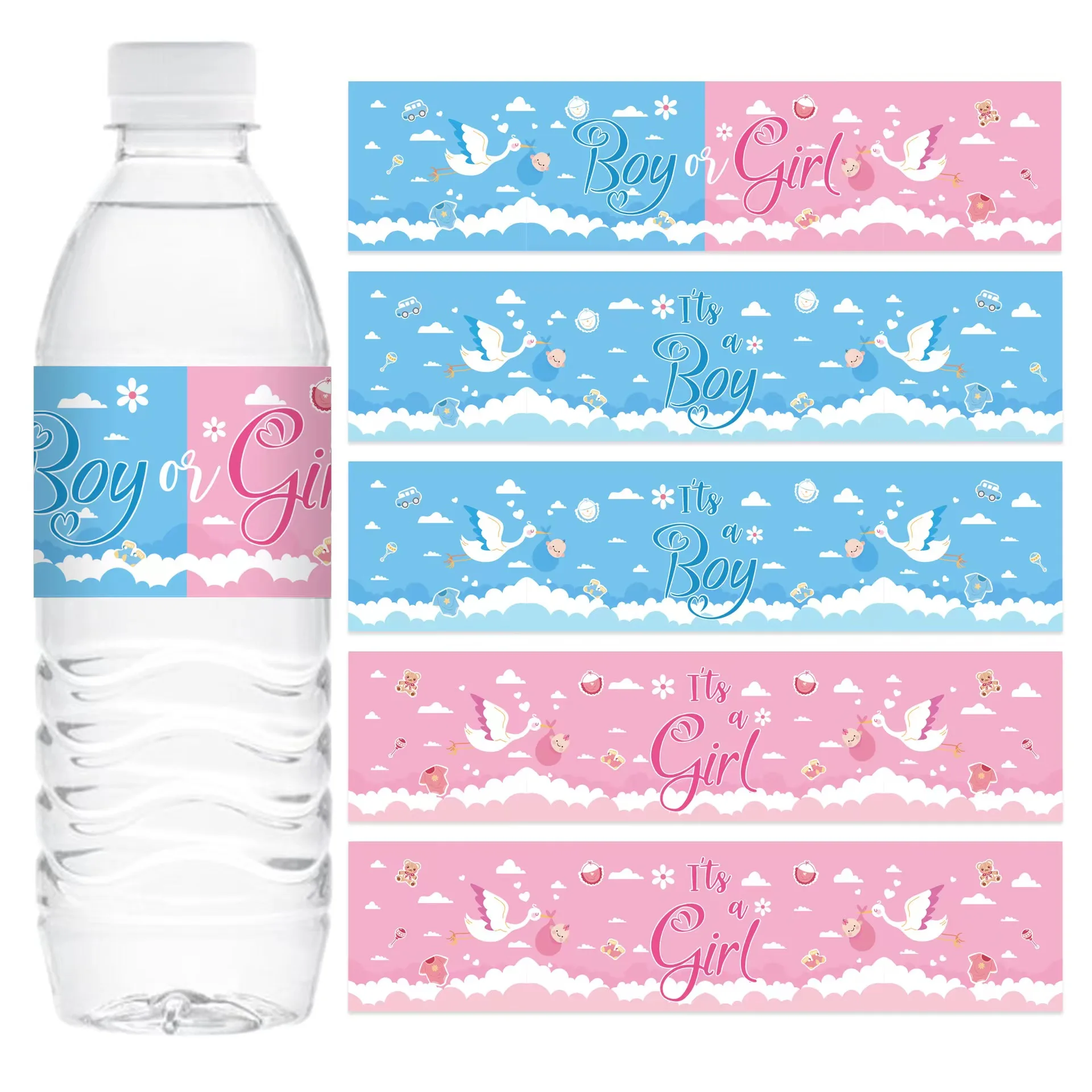 

24 Pcs Baby Gender Reveal Water Bottle Labels Gender Reveal Party Favors Baby Shower Water Bottle Stickers for Baby Party