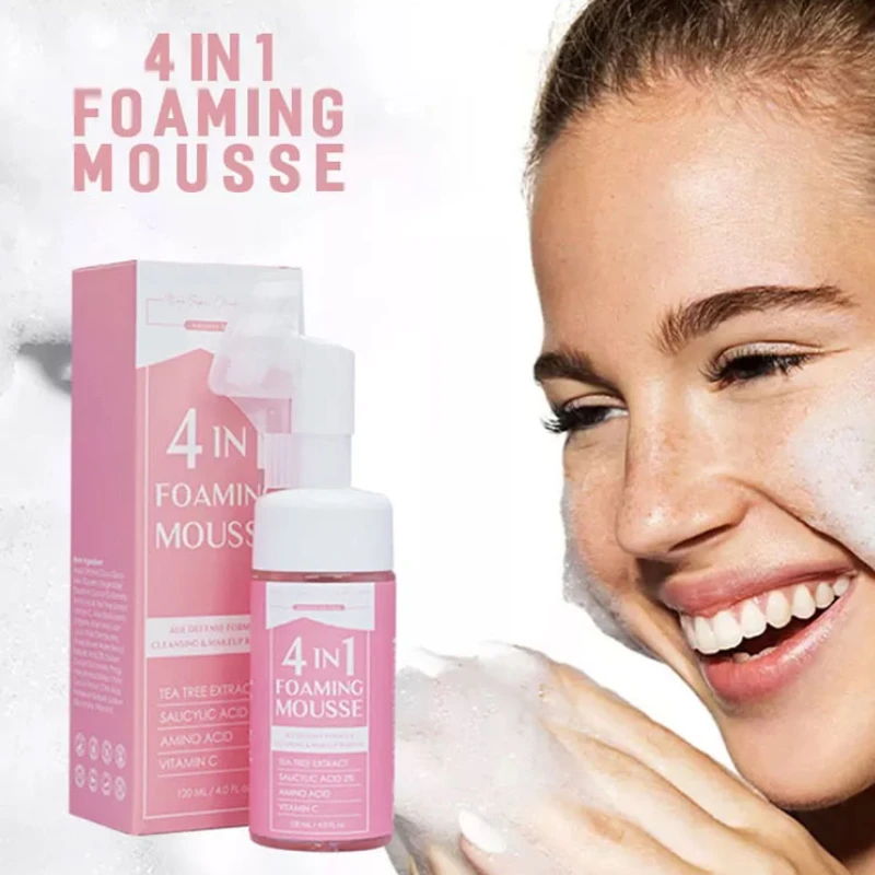 

4 And 1 Amino Acid Cleansing Mousse Deep Clean Pores Remove Grease Foaming Facial Cleanser Soften Cuticles Skin Care Product120G