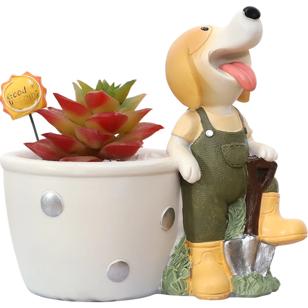 

Succulent Planter Resin Garden Flower Pot Gift Modern Cute Dog Cartoon Mini Cactus Desktop Office Home Decor Balcony