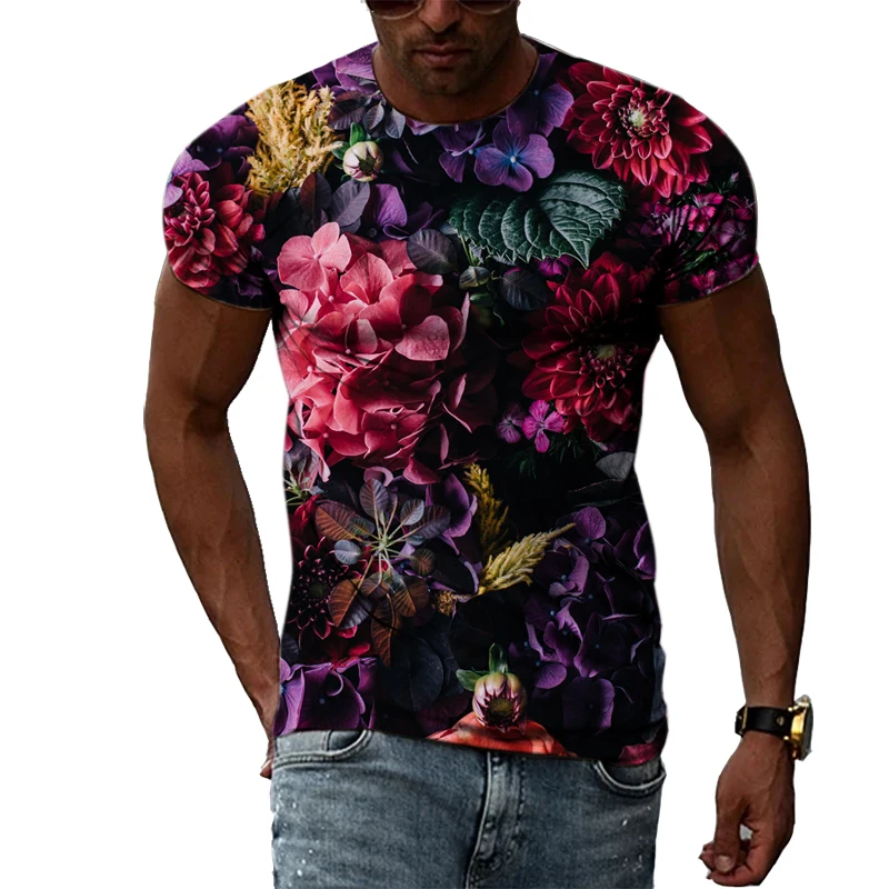 

Fashion Flowers Rose Graphic Men's and Women's T-Shirts Casual 3D Print Hip Hop Harajuku Personality Round Neck Short Sleeve Top