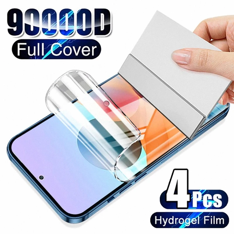 4Pcs Screen Protector For Xiaomi Redmi Note 7 11 10 9 8 Pro 11s 10s 9A Hydrogel Film For Mi 10T 11T Poco X3 F3 F2 Pro Not Glass