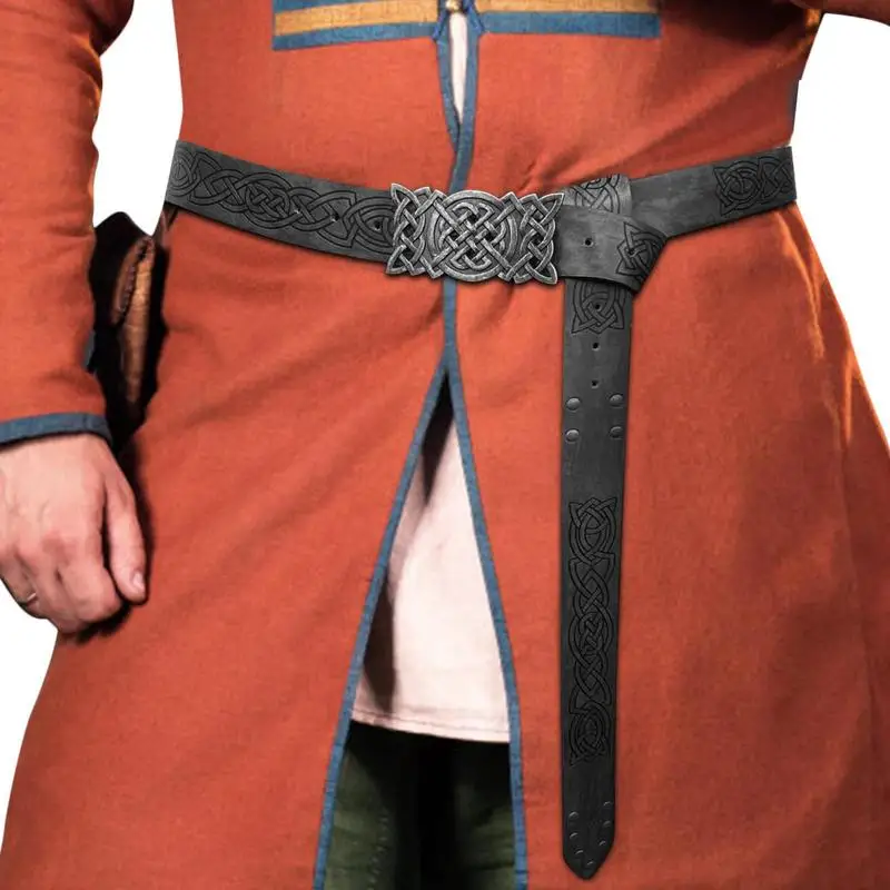 

Women Viking Cosplay Belt Medieval Embossed Belt Faux Leather Renaissance Embossed Belt With Embossed Buckle For Role Play