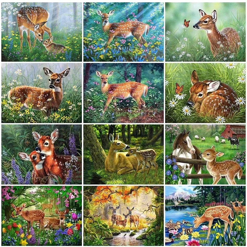 

5D Diy Diamond Painting Animal Sika Deer Full Rhinestones Embroidery Mosaic Art Cross Stitch Kits Home Decor New Arrivals 2023