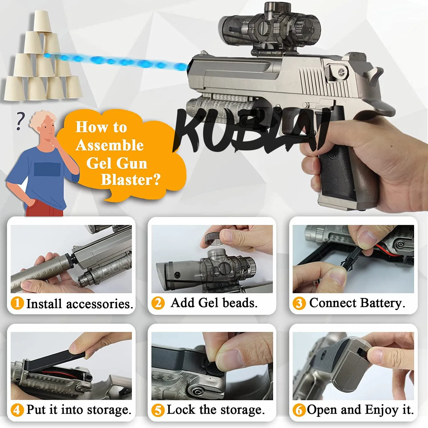 

KUBLAI JM Desert Eagle Hopper Fed Gel Blaster US Stock