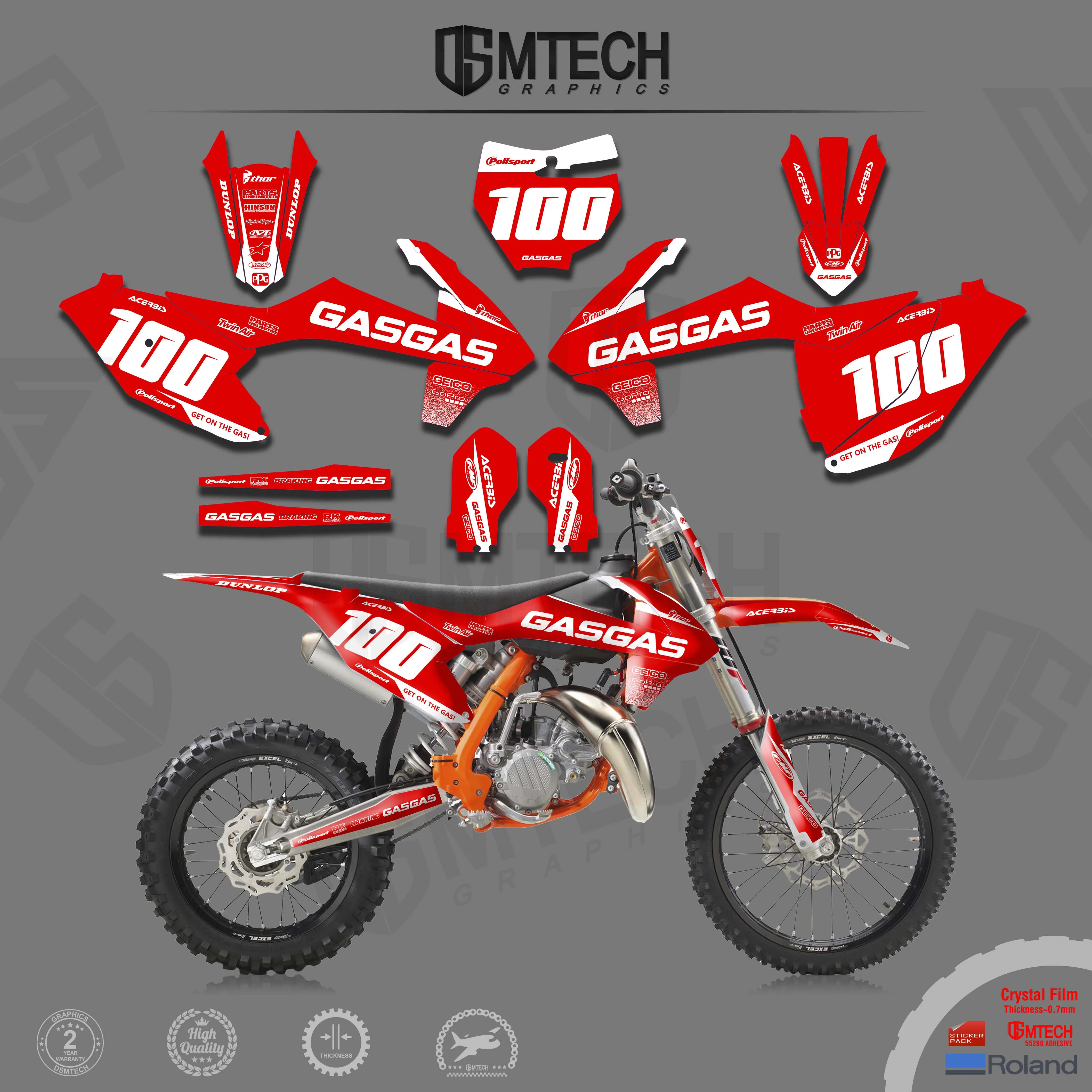 DSMTECH Team Motorcycle Sticker Graphic Decal Kit For GASGAS MC85 2021 Decals Stickers