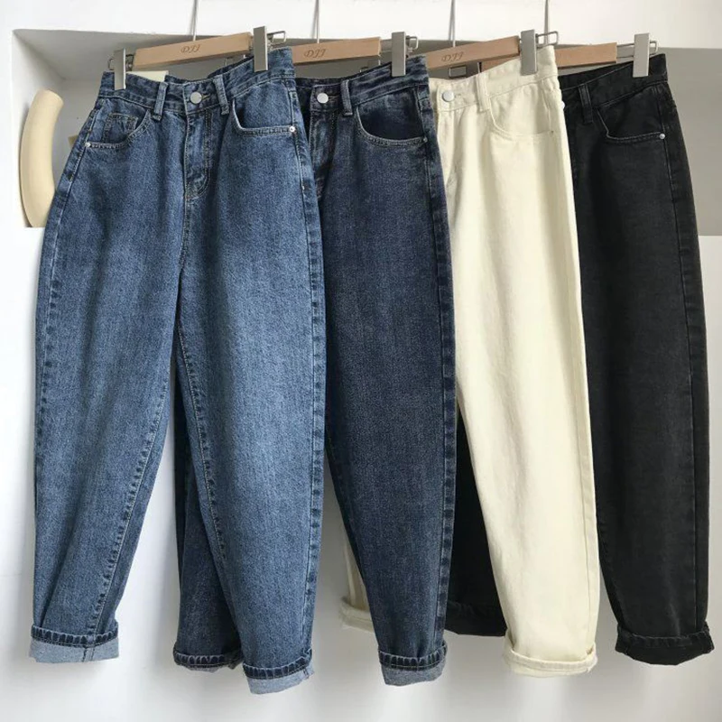 

Джинсовые брюки с высокой талией женские, базовые свободные брюки из денима, Классическая вареная уличная одежда, мешковатые джинсы до щиколотки, весна-осень 2023