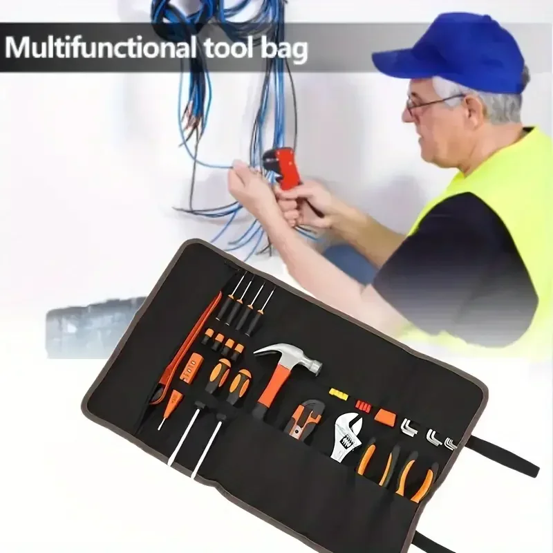 Свернутая сумка для инструментов с несколькими карманами водонепроницаемая